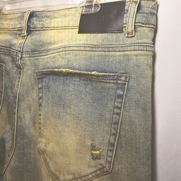 NWT THRT Varsity C-15 Mens Distressed Blue Denim Dirty Wash Stretch Jeans 38 - Picture 6 of 13